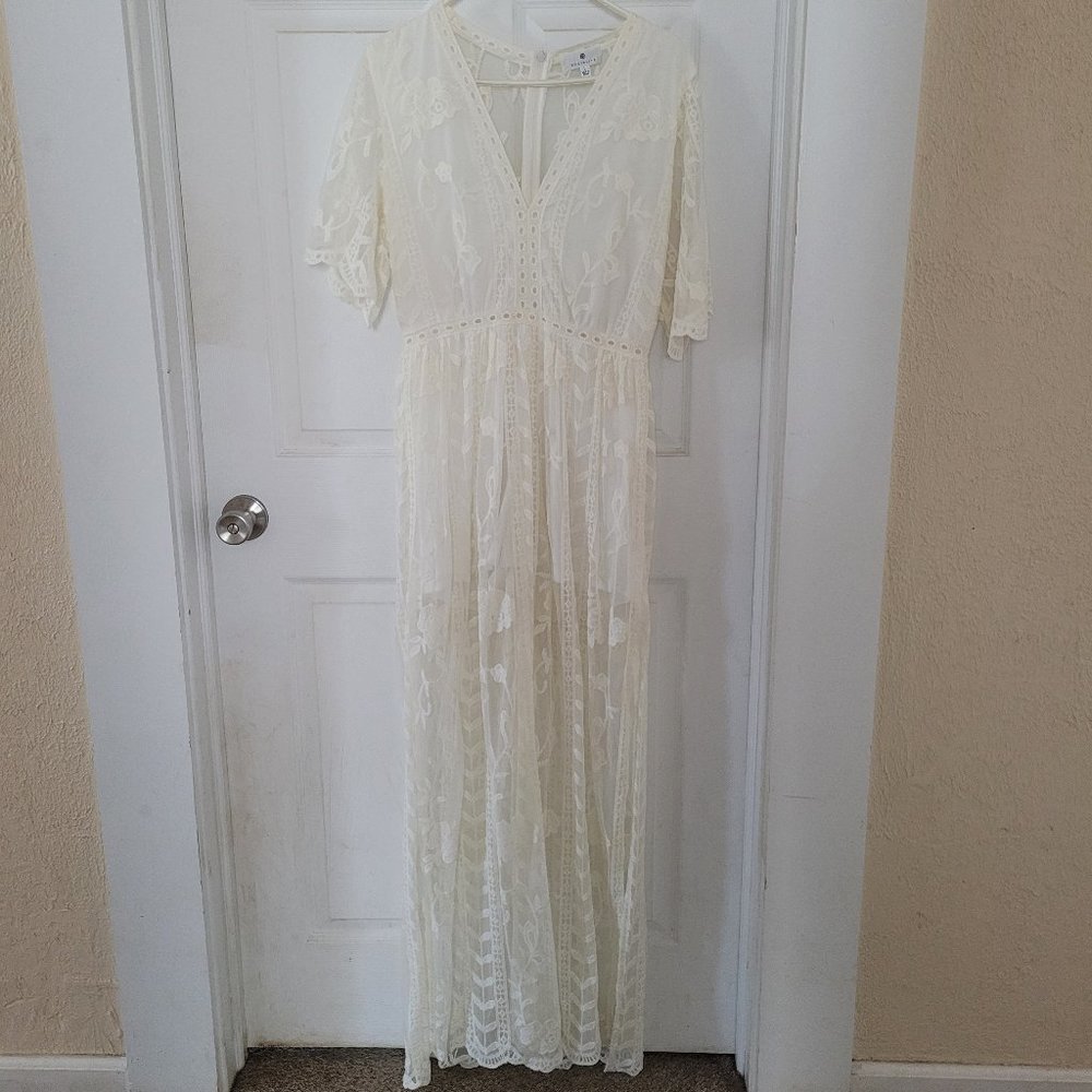 Ivory Socialite Lace Overlay Romper